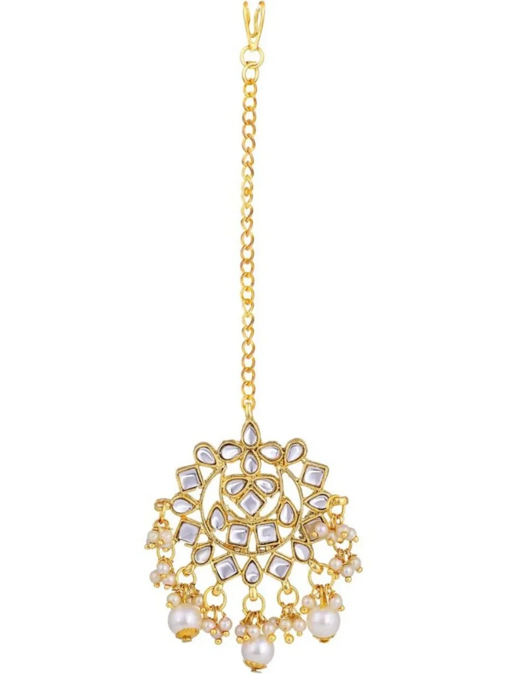 Elegant Indian Faux Kundan Choker Necklace & Maang Tikka Set for Ethnic Weddings